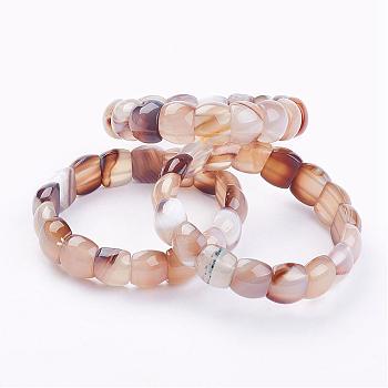 Natural Agate Stretch Bracelets, Dyed, Light Grey, 2-1/4 inch~2-3/8 inch(58~62mm) 