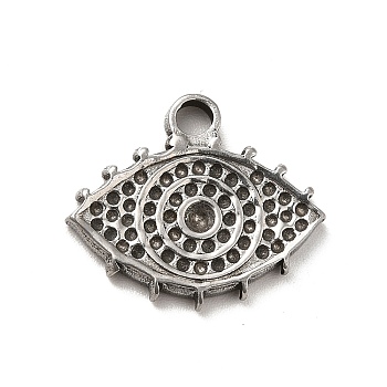 304 Stainless Steel Pendant Rhinestone Settings, Eye, Stainless Steel Color, Fit for 1mm and 2mm Rhinestone, 17x20x2.5mm, Hole: 2.6mm
