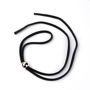 PU Leather Bag Contraction Band, with Alloy Bead Adjuster, Bag Replacement Accessories, Black, 100x0.8x0.4cm