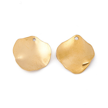304 Stainless Steel Pendants, Golden, Leaf Pattern, 16x15.5x1~2mm, Hole: 1.2mm
