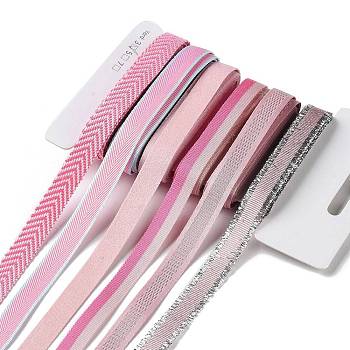 18 Yards 6 Styles Polyester Ribbon, for DIY Handmade Craft, Hair Bowknots and Gift Decoration, Pink Color Palette, Lavender Blush, 3/8~1/2 inch(9~12mm), about 3 yards/style