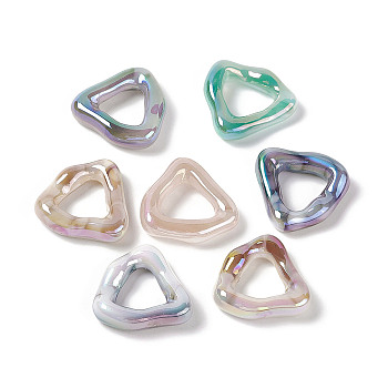 Opaque Acrylic Linking Rings, Wavy Irregular Triangle, AB Color Plated, Mixed Color, 22x23x6mm, Inner Diameter: 11.5x12.5mm