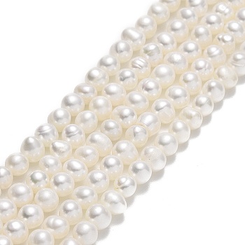 Natural Cultured Freshwater Pearl Beads Strands, Potato, Beige, 4~5x4~5.5x4.5~5mm, Hole: 0.5~0.7mm, about 76~81pcs/strand, 13.70~14.17 inch(34.8~36cm)