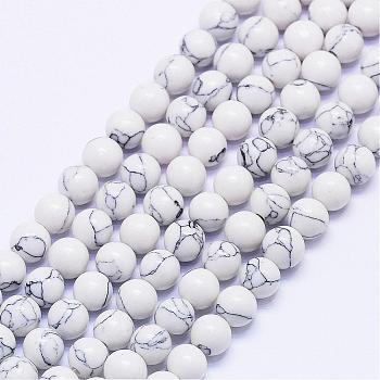Synthetic Howlite Bead Strands, Dyed, Round, 6mm, Hole: 1mm, about 64pcs/strand, 15.55 inch