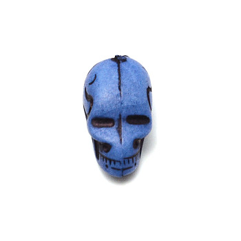 Opaque Acrylic Beads, for Halloween, Skull, Cornflower Blue, 21.5x11.5x12mm, Hole: 2.5mm