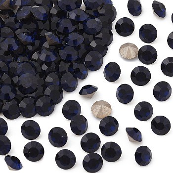 Preciosa&reg MAXIMA Crystal Round Stones, Czech Crystal, Dura Foiling, Round(431 11 615 Chaton), 30280 Dark Indigo, SS18(4.2~4.4mm)