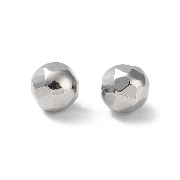 303 Stainless Steel Beads, No Hole/Undrilled, Diamond Cut, Round, Stainless Steel Color, 8mm