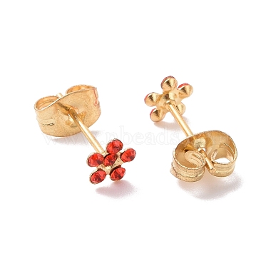 Rhinestone Flower Stud Earrings with 316L Surgical Stainless Steel Pins(EJEW-P204-03G-01)-2