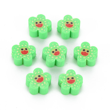 Lime Flower Polymer Clay Beads