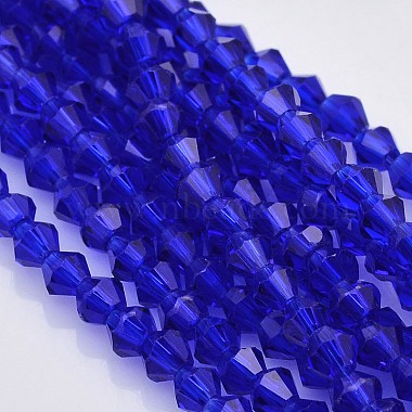4mm Blue Bicone Glass Beads