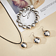 Alloy Disco Ball Beaded Stretch Bracelet & Dangle Earrings & Pendant Necklace(SJEW-AN0001-08)-7