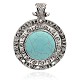 Antique Silver Plated Flat Round Alloy Synthetic Turquoise Chandelier Components Links(PALLOY-J183A-01AS)-1