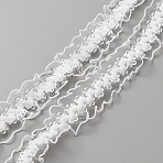 Polyester Fish Silk Elastic Lace Band, Pleated Lace Trim, Clothing Accessories, White, 3/4 inch(20mm)(OCOR-WH0085-19A)