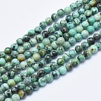 Natural African Turquoise(Jasper) Beads Strands, Round, 4mm, Hole: 1mm, about 87pcs/strand, 15 inch(38cm)(G-E444-47-4mm)