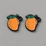 Alloy Enamel Pendants, Fruits Charms, Mango, 13.5x11x1mm, Hole: 1.5mm(ENAM-TAC0019-03N)