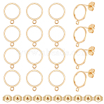 30Pcs Brass Stud Earring Findings, with Loop, 30Pcs Brass Ear Nut, Real 18K Gold Plated, 5~12.5x3.5~10x2.5mm, Hole: 0.8~1.4mm, Pin: 0.7mm(KK-HS0001-73B)