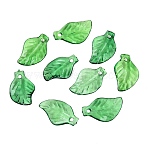 Transparent Acrylic Pendants, Leaf, Sea Green, 20x13x4mm, Hole: 2mm, about 166pcs/50g(X-TACR-436-17)
