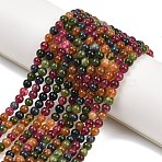 Natural Green Jade Imitation Tourmaline Beads Strands, Round, Dyed, Mixed Color, 4.5~4.8mm, Hole: 0.6mm, about 85pcs/strand, 14.76~15.04''(37.5~38.2cm)(G-B046-08D-4mm)
