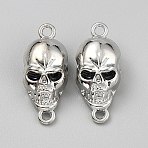Alloy Connector Charms, Halloween Skull Links, Platinum, 39x17x16mm, Hole: 3mm(DIY-WH0888-202)