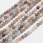 Faceted Natural Botswana Agate Round Beads Strands, 4mm, Hole: 1mm, about 83pcs/strand, 14 inch(G-I166-01-4mm)
