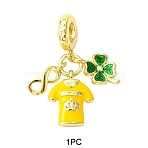 1Pc Sport Theme Brass Enamel European Dangle Charms, Football Uniform Large Hole Pendants
, Real 18K Gold Plated, Long-Lasting Plated, Cadmium Free & Lead Free, Yellow, 26mm, Hole: 4.5mm, Pendant: 11.5~14x4~11.5x1.5~2.5mm(KK-YW0002-64)