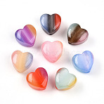 Opaque Resin Beads, Heart, with Glitter Powder, Mixed Color, 15.5~16x16.5~17x11mm, Hole: 2~2.5mm(RESI-N042-05A)