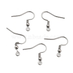 304 Stainless Steel Earring Hooks, Ear Wire, with Horizontal Loop, Stainless Steel Color, 20x20x3mm, Hole: 2mm, 21 Gauge, Pin: 0.7mm(STAS-T031-17P)