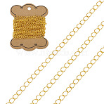 5M Brass Curb Chains, Soldered, with Spool, Lead Free & Nickel Free & Cadmium Free, Golden, 5x4x0.5mm(CHC-TADJ0001-03G)