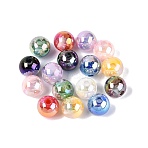 UV Plating Two Tone Color Opaque Resin Beads, Iridescent, Round, Mixed Color, 12mm, Hole: 2.5~3mm(RESI-Q233-12MM-01)