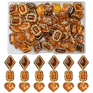 60Pcs 3 Styles Acrylic Beads, Imitation Amber, Golden Metal Enlaced, Mixed Shapes, Chocolate, 12.5~18.3x14.3~14.7x5~9mm, Hole: 1.5~1.8mm, 20pcs/style(OACR-FS0001-37)