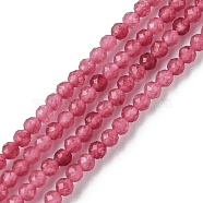Natural Malaysia Jade Beads Strands, Faceted, Dyed, Round, Cerise, 2~2.5mm, Hole: 0.5mm, about 169~181pcs/strand, 15.35~16.02 inch(39~40.7cm)(G-F748-W01-01)
