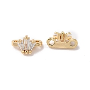 Brass Pave Clear Cubic Zirconia Slide Charms, Crown, Real 18K Gold Plated, 6x10x4.5mm, Hole: 1.2mm(KK-G465-04G)