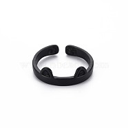 Men's Alloy Cuff Finger Rings, Open Rings, Cadmium Free & Lead Free, Cat, Electrophoresis Black, US Size 6 1/2(16.9mm)(RJEW-N029-054)