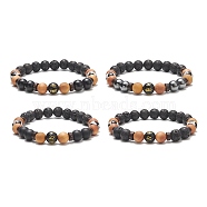 4Pcs 4 Style Natural & Synthetic Mixed Gemstone & Coconut Round Beaded Stretch Bracelets Set, Om Mani Padme Hum Yoga Bracelets  for Women, Inner Diameter: 2-1/2 inch(6.2cm), 1Pc/style(BJEW-JB09155)