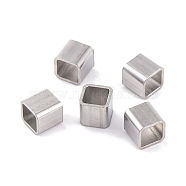 Non-Tarnish 304 Stainless Steel European Beads, Large Hole Beads, Cube, Stainless Steel Color, 5x5x5mm, Hole: 4x4mm(FIND-Q103-05C-P)