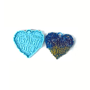 Mother's Day Theme DIY Pendant Silicone Molds, Resin Casting Molds, For UV Resin, Epoxy Resin Jewelry Making, Heart, Deep Sky Blue, 74.5x78.5x7mm, Hole: 6.5x8.5mm(DIY-P053-07)