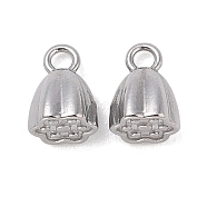 Non-Tarnish 304 Stainless Steel Charms, Lotus Pod Charm, Stainless Steel Color, 8x5.5mm, Hole: 1.6mm(STAS-B065-03P)