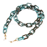 Eyeglasses Chains, Neck Strap for Eyeglasses, with Acrylic Cable Chains, Zinc Alloy Lobster Claw Clasps and Rubber Loop Ends, Dark Turquoise, 29.53 inch(75cm)(AJEW-EH00088-01)