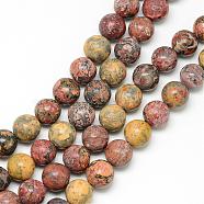 Natural Leopard Skin Jasper Bead Strands, Round, 10~11mm, Hole: 1mm, about 38~39pcs/strand, 15.1~15.3 inch(G-R345-10mm-30)