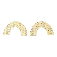 Brass Chandelier Component Links, Braided Texture, Arch Connector, Real 18K Gold Plated, 21x34x0.5mm, Hole: 1mm(KK-L208-34G)