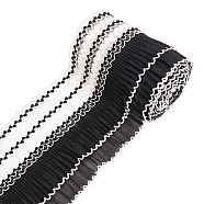 2-Layer Polyester Chiffon Lace Trim, Pleated Lace Ribbon for Costume Decoration, Black, 4-5/8 inch(116mm), 2 yards/pc(OCOR-WH0082-09A)