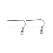 304 Stainless Steel Earring Hooks, Ear Wire, with Horizontal Loop, Stainless Steel Color, 19~21x20~23x3mm, Hole: 2mm(STAS-D448-037P)