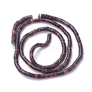 Freshwater Shell Beads Strands, Disc/Flat Round, Heishi Beads, Coconut Brown, 4.5~5x1~4.5mm, Hole: 0.8~1.4mm, about 140~200pcs/strand, 22.8 inch(58cm)(BSHE-L039-01)