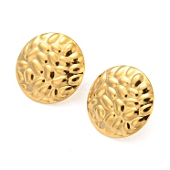 304 Stainless Steel Stud Earring Findings, Flat Round, Real 18K Gold Plated, 16mm, Hole: 1mm, Pin: 0.8mm(STAS-Z047-11G)