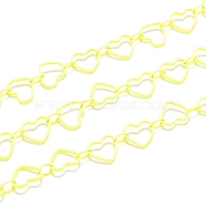 Spray Painted Brass Link Chains, Soldered, with Spool, Heart, Yellow, link: 4x3x0.5mm, heart: 6.5x7.5x1mm, 32.8 Feet(10m)/roll
(CHC-M021-01B)