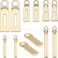 BENECREAT 18Pcs 6 Style Zinc Alloy Replacement Zipper Pull Tabs, for Suitcase, Bag, Rectangle, Light Gold, 3pcs/style(PALLOY-BC0001-09)