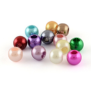 ABS Plastic Imitation Pearl Beads, Large Hole Beads, Rondelle, Mixed Color, 20x18mm, Hole: 7mm, about 140pcs/500g(MACR-R530-20mm-M)
