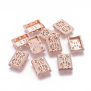 Alloy Multi-Strand Links, Rectangle, Rose Gold, 17x12.5x4mm, Hole: 1mm(PALLOY-P107-15RG-AAA)