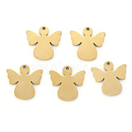 Vacuum Plating 304 Stainless Steel Charms, Laser Cut, Angel, Golden, 15x15x1mm, Hole: 1.2mm(STAS-N092-10G)