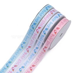 Mixed Baby Shower Ornaments Decorations Polyester Grosgrain Ribbons, Mixed Color, 1/2 inch(14mm), about 20yards/roll(18.29m/roll), 4rolls/set(OCOR-X0001)